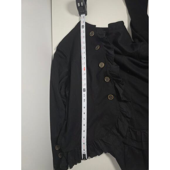 Cynthia Rowley Womens 1x Plus Black Ruffle Button Down Cardigan Sweater Blazer - Picture 6 of 7